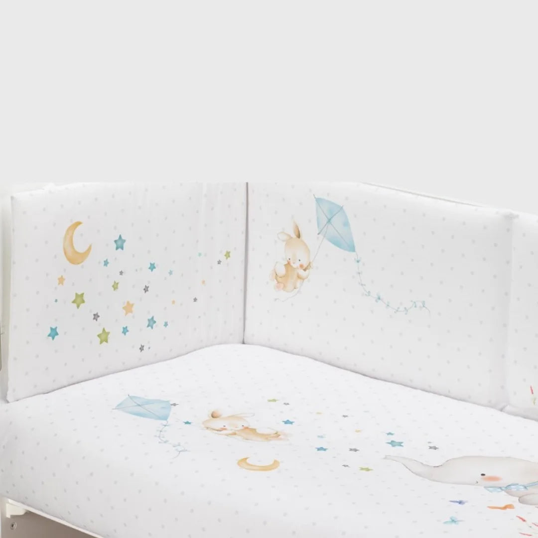 Set 2 Pcs Pour Lit Bébé 60X120 (Couette+ TourDe Lit) Mod éléphant - Interbaby