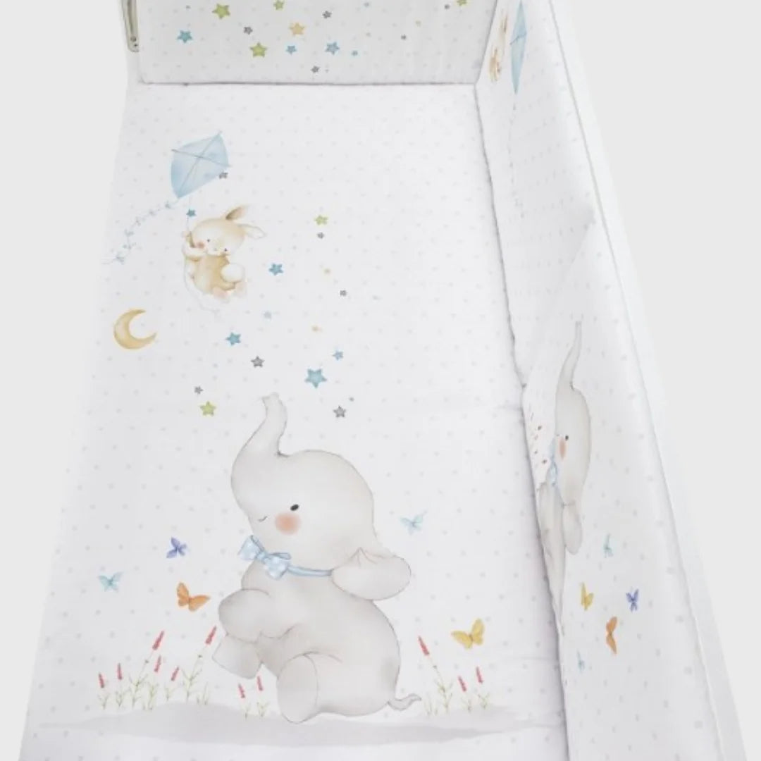 Set 2 Pcs Pour Lit Bébé 60X120 (Couette+ TourDe Lit) Mod éléphant - Interbaby