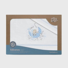 Draps en flanelle Lune Bleu - Interbaby