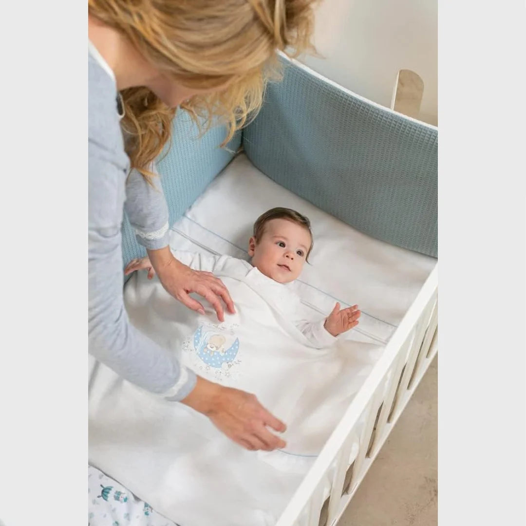 Draps en flanelle Lune Bleu - Interbaby