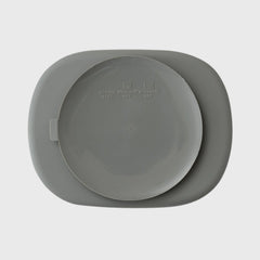 Assiette bébé en silicone avec ventouse gris pétrole - Babyfive Maroc